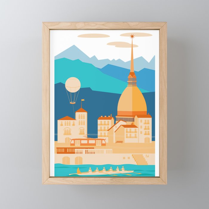 Turin Skyline Framed Mini Art Print
