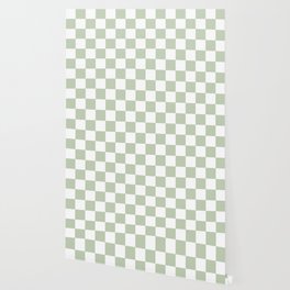 Green & White Checkered Pattern Wallpaper