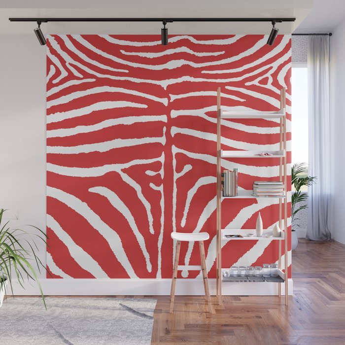 Zebra Wild Animal Print 264 Scarlet Red Wall Mural