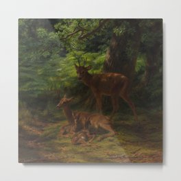 Rosa Bonheur, Deer in Repose,Biches et cerf au repos Metal Print