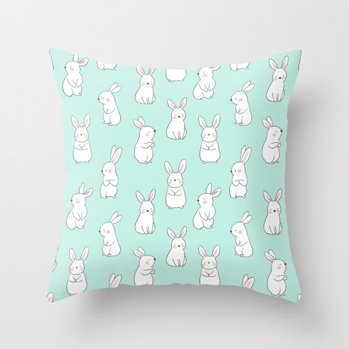 Cute Snow Rabbits Throw Pillow