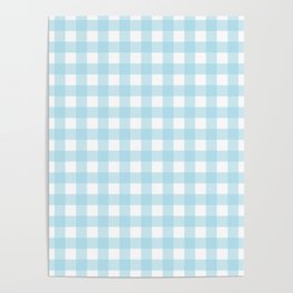 Blue Pastel Farmhouse Style Gingham Check Poster