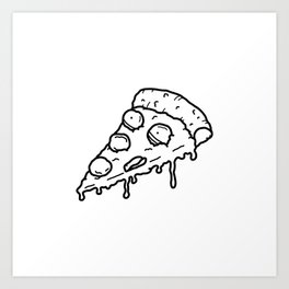 Pizza Art Print | Blackandwhite, Drawing, Illustrate, Delicious, Face, Food, Digital, Peculiar, Pizza, Image 