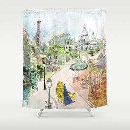 Madeline Montmartre colored Shower Curtain