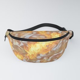 Abstract digital pattern design with curved shapes and flames Fanny Pack