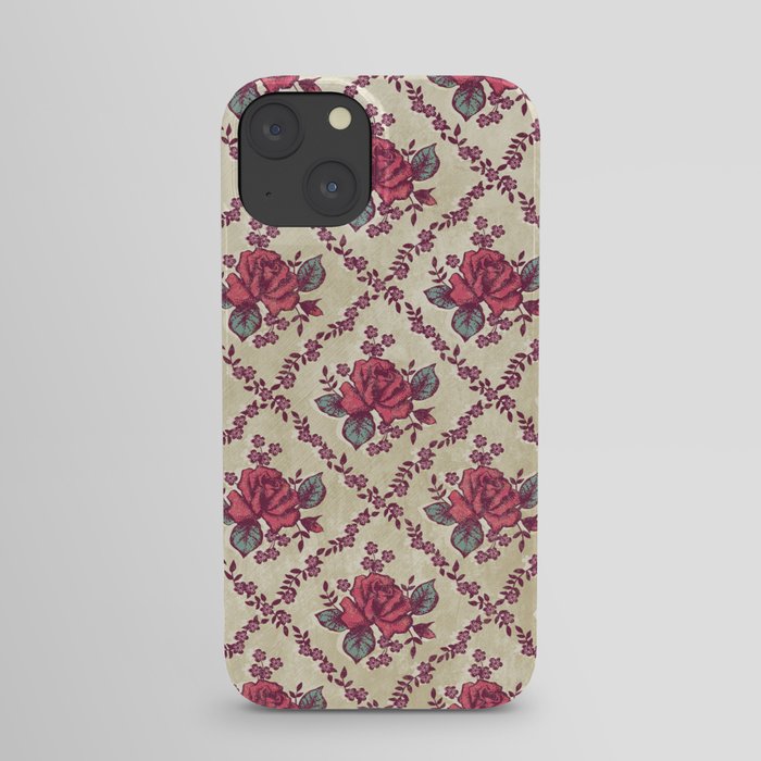Checked Rose Pattern iPhone Case
