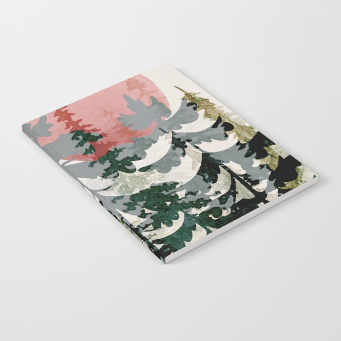 Forest Trees and Red Sun Notebook