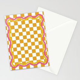 Yellow Checkerboard Stationery Card