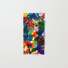 La femme aux fleurs portrait pop abstract by Emmanuel Signorino Hand & Bath Towel