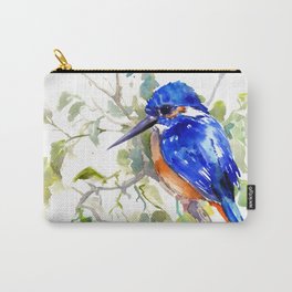 Kingfisher on the Tree Carry-All Pouch | Illustrationart, Commonkingfisher, Birds, Bird, Watercolor, Blueandgreen, Watercolorbirds, Birdartwork, Kingfisher, Painting 