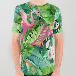 Flamingo Pattern All Over Graphic Tee