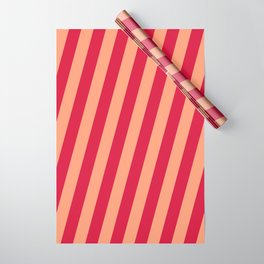 [ Thumbnail: Crimson and Light Salmon Colored Lines Pattern Wrapping Paper ]