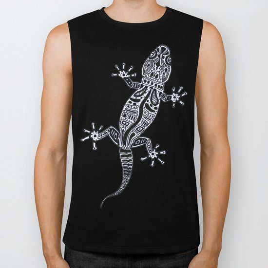Ornate Lizard (b&w version) Biker Tank