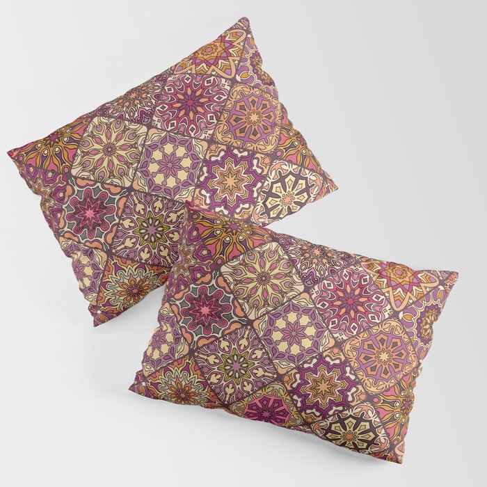 Vintage patchwork with floral mandala elements Pillow Sham