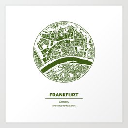 Frankfurt city map coordinates Art Print