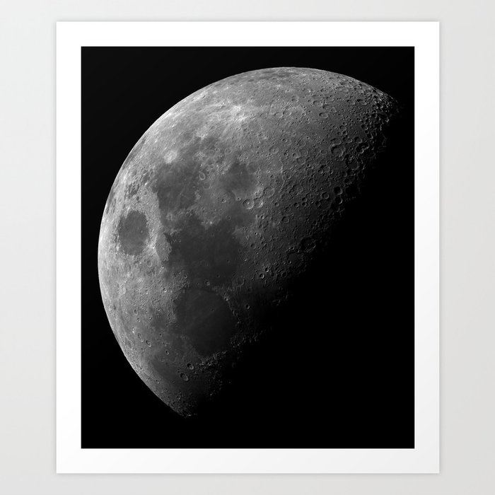 Grey Moon on Black Sky Art Print