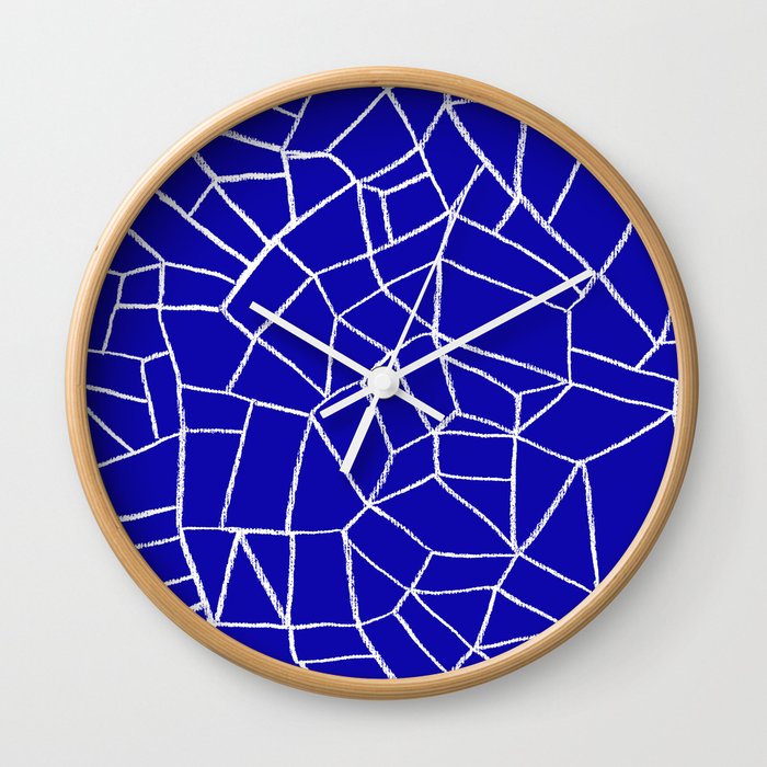 Cubismo in blue and white Wall Clock