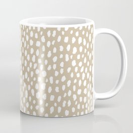 Handmade polka dot brush spots (white/tan) Coffee Mug