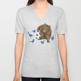 Blue wrens Wombat Football V Neck T Shirt