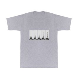 1888-1889 The Rise of the Eiffel Tower Construction Sequence black and white photography T Shirt | Tower, Champselysees, France, Paris, Construction, Sequence, Latinquarter, Photo, Leftbank, Riverseine 