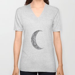 Crescent Mandala Moon 2 V Neck T Shirt