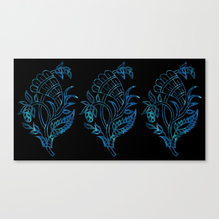 Indian Blue Floral Leaf  Canvas Print