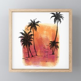 Sunset beach Framed Mini Art Print