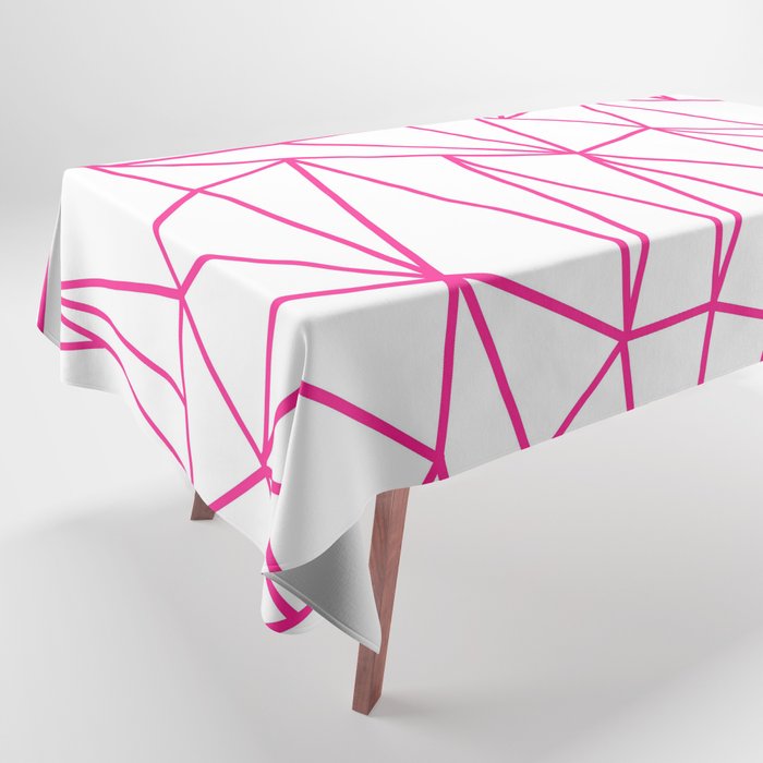 Geometric Cobweb (Dark Pink & White Pattern) Tablecloth