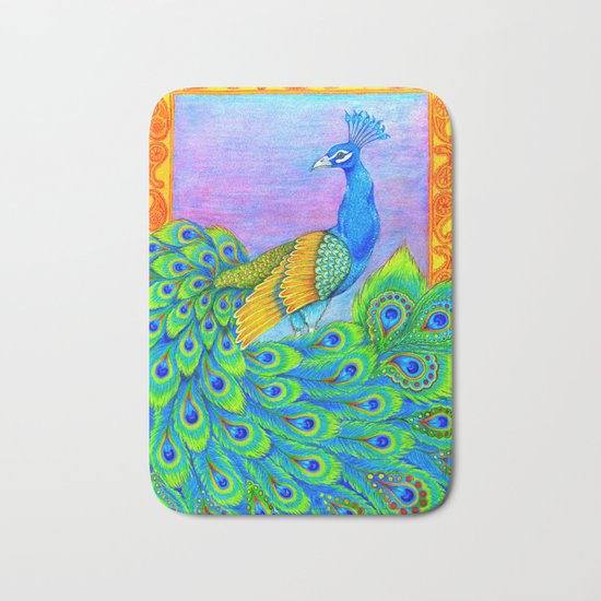 Paisley Peacock Pastels Bath Mat