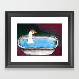 Chicken In A Bath Framed Art Print