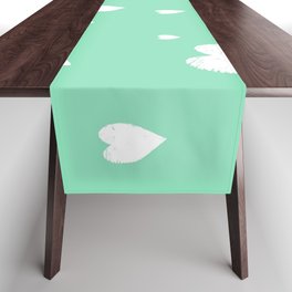 Hand-Drawn Hearts (White & Mint Pattern) Table Runner
