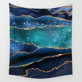 Blue Night Galaxy Marble Wall Tapestry