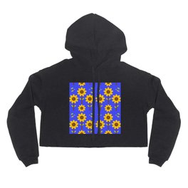 Abstract sunflowers on blue background Hoody