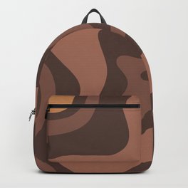 Retro Liquid Swirl Abstract Pattern Square in Chocolate Brown Tones Backpack