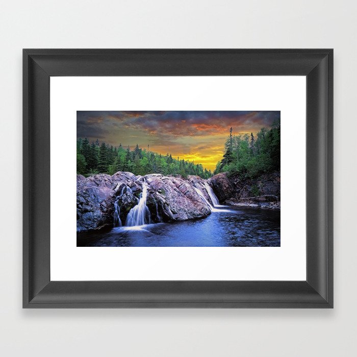 Aquasabon River Falls in Ontario, Canada by Lake Superior Framed Art Print