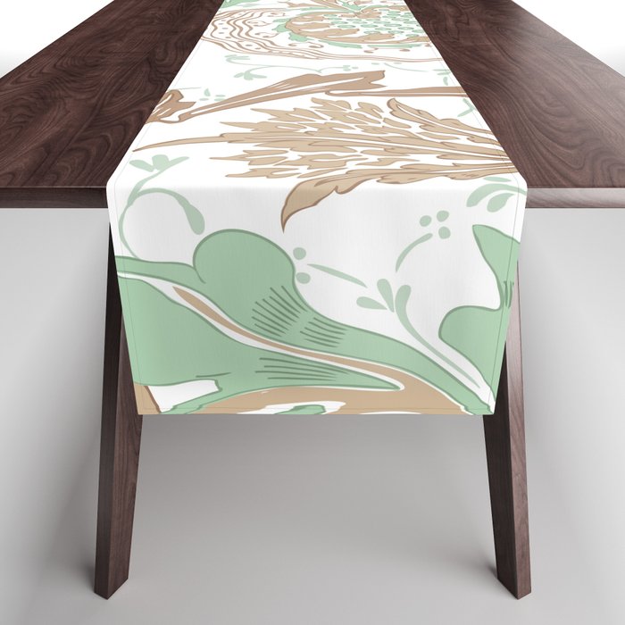 Walter Crane Teazle Art Nouveau Sage Floral Table Runner