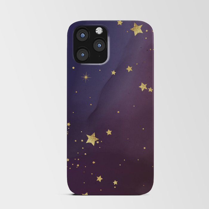 Amethyst Color with Sparkling Gold Stars iPhone Card Case