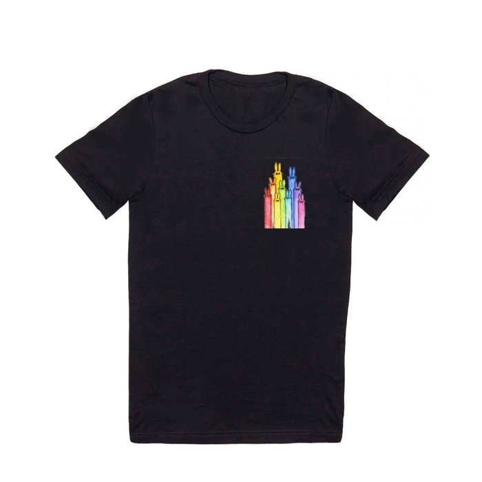 Rainbow of Bunny Rabbits Watercolor T Shirt
