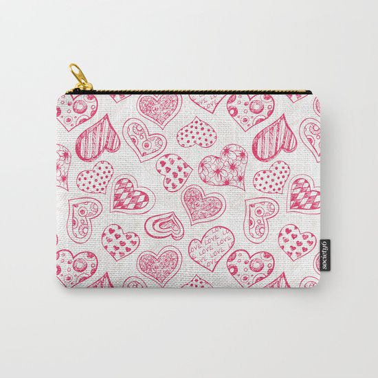 Pattern with red hearts Carry-All Pouch