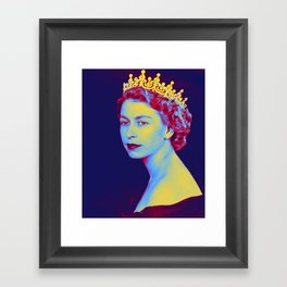 Portrait of Queen Elizabeth II Neon art by Ahmet Asar Framed Art Print