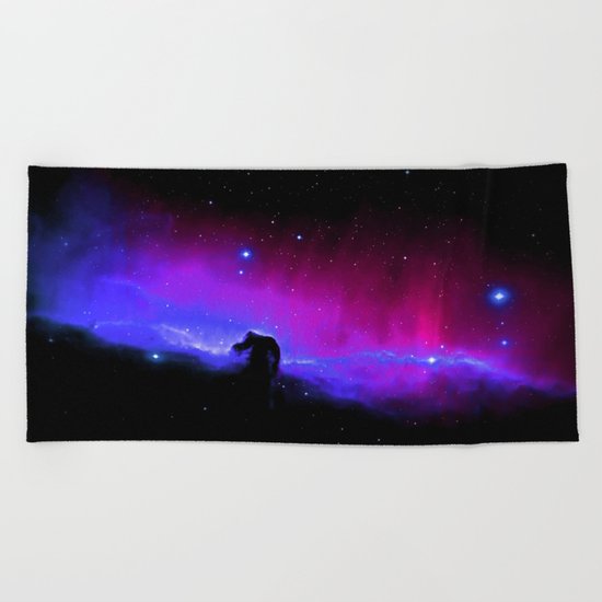 nEbulA : Horsehead Nebula Fuchsia & Violet Beach Towel