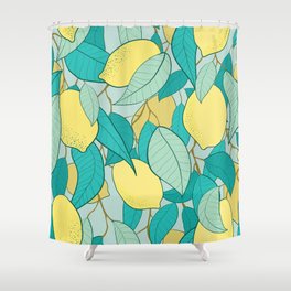 seamless pattern with hand drawn lemon garden Shower Curtain