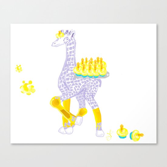Birthdays are Coming - Midas is Ready - Christmas Lavender Giraffe Canvas Print