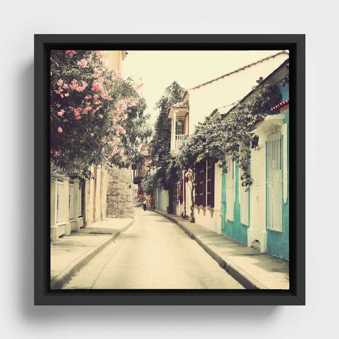 Just like a dream street, Cartagena (Retro and Vintage Urban, architecture photography) Framed Canvas