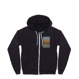 At the Coast, Beautiful Sunrise with streaks of orange, purple, yellow, gray seascape painting by Léon Spilliaert  Zip Hoodie