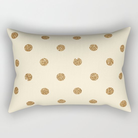 Cream Gold Glitter Dots Rectangular Pillow