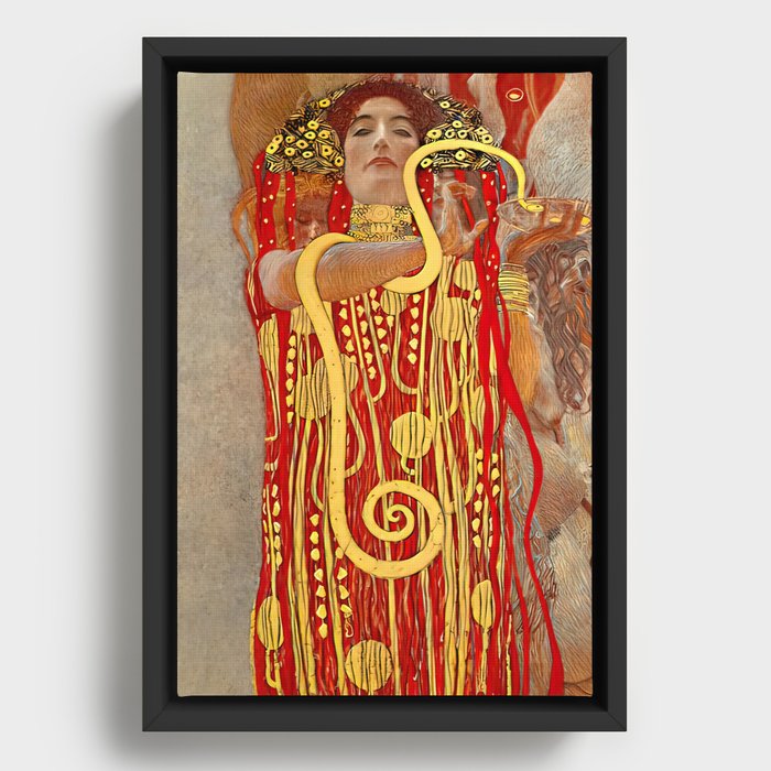 Gustav Klimt medicine enhanced with artificial intelligence Framed Canvas