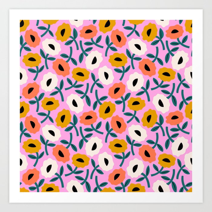 Floral Bliss - Tropical Pink Pattern Art Print