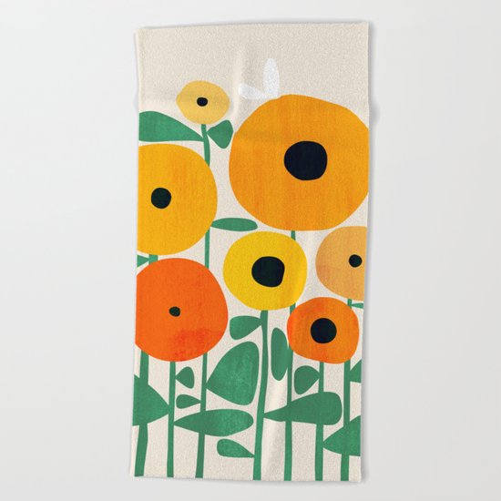 Sunflower and Bee Beach Towel
