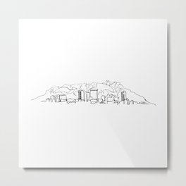 El Paso Skyline Drawing Metal Print | Mountains, Linedrawing, Elpaso, Blackandwhite, Continuous, Ink Pen, Skyscrapers, Hand, Desert, Drawing 